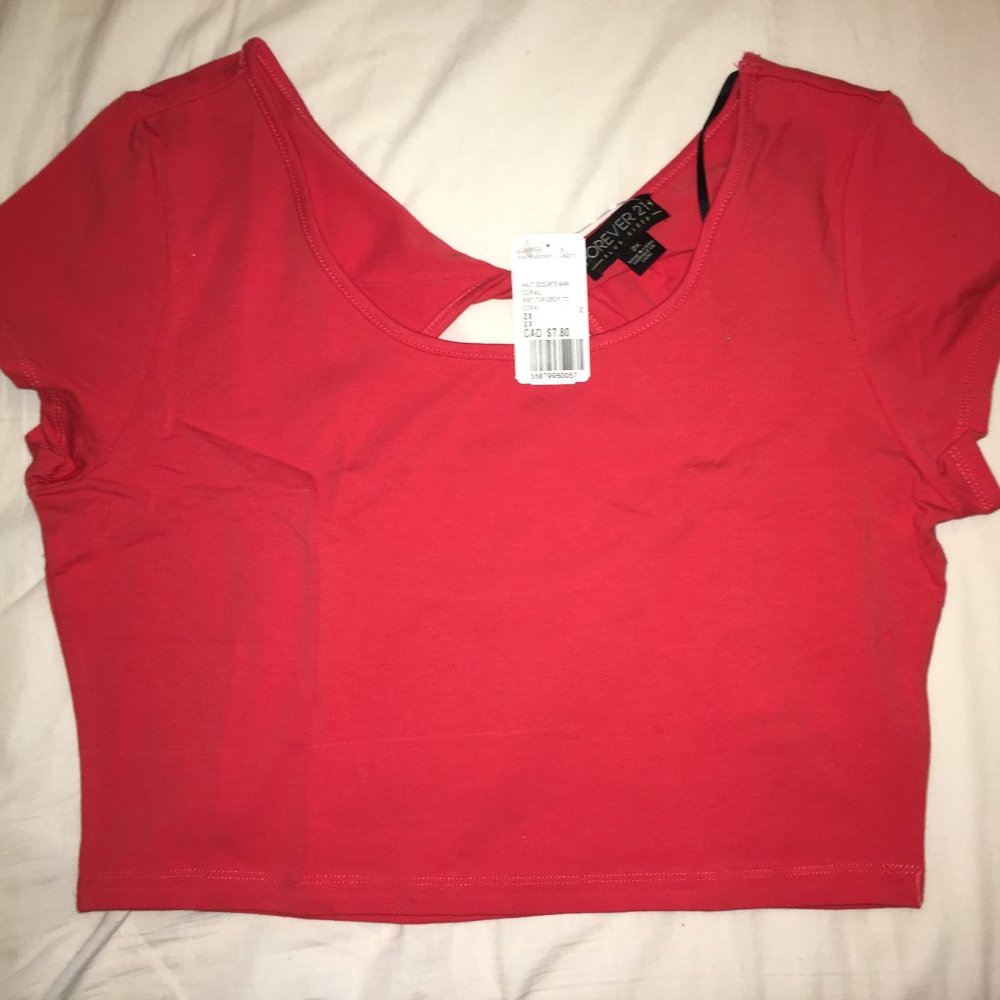 *Clearance* NWT Forever 21+ Coral Cutout-Back Crop Top Plus Size 2X
